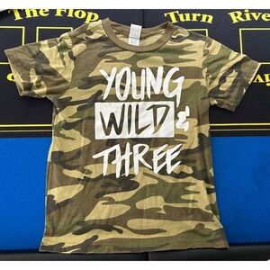 Kavio! Camouflage Young Wild Three T Shirt Camo size 5T EUC
